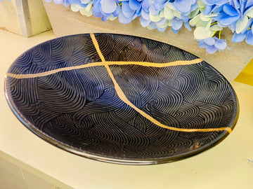Kintsugi Bowls, Black Wave Bowl, Kintsugi Pottery, Minimalist Gifts, Home Decor, Personalized Gifts, Wedding Gifts, Kintsugi Black Wave Bowl